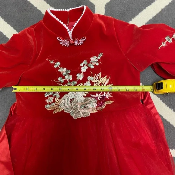 Elegant Red Floral Kids Costume - Picture 3 of 9